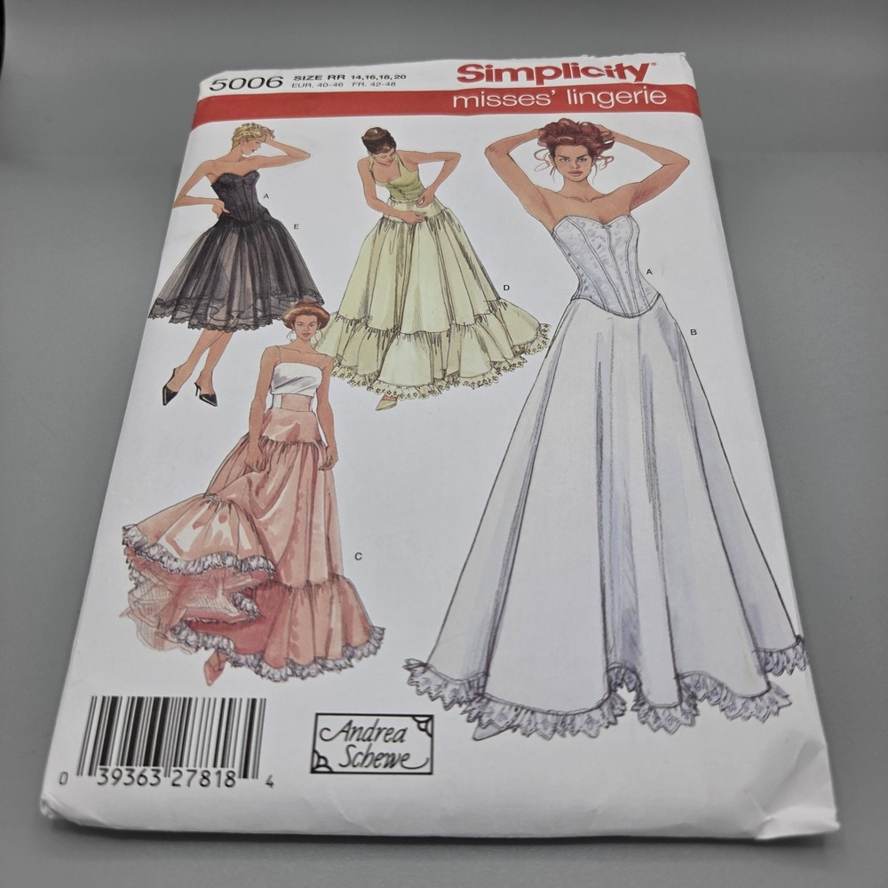 Simplicity 5006 Andrea Schewe Corset Petticoat Sewing Pattern Size 14-20 RR